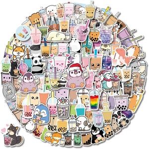 Boba Bubble Tea Stickers Cute Kawaii Decals 50pc Laptop Water Bottle Anime